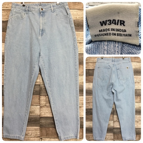 Lucy & Yak Jeans Lucy And Yak High Rise Relaxed Tapered Jeans Womens 34 Inseam 275 Light